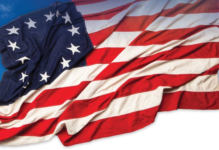 Waving American Flag. Happy 250th Birthday to Our Nation